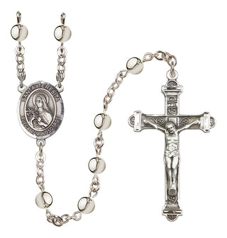 Silver-Plated 6mm Santa Teresita  Engraved Catholic Rosaries