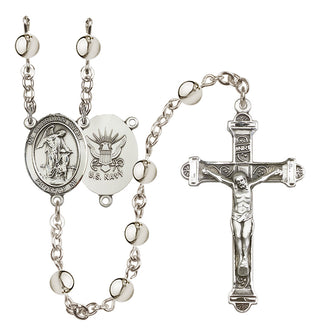 Silver-Plated 6mm Guardian Angel / Navy Rosary