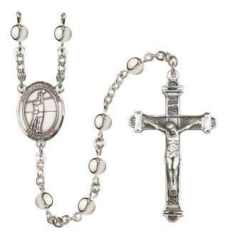 Silver-Plated 6mm Saint Christopher/Volleyball Rosary