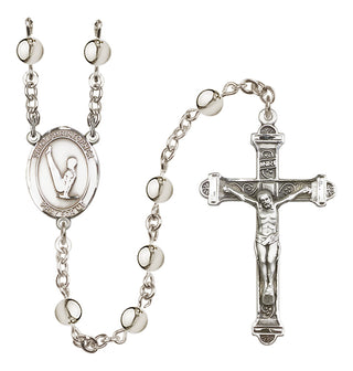 Silver Plated 6mm Saint Christopher/Gymnastics Rosary