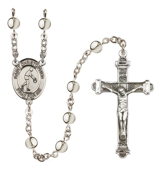 Silver-Plated 6mm Saint Christopher/Basketball Rosary