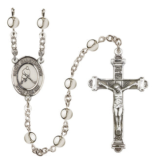 Silver Plated 6mm Saint Christopher/Ice Hockey Rosary