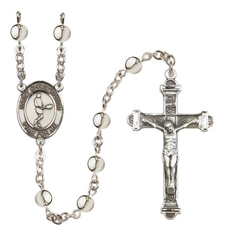 Silver-Plated 6mm Saint Christopher/Tennis Rosary