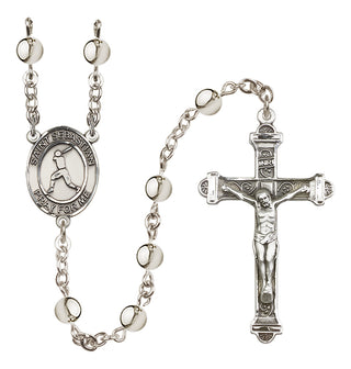 Silver Plated 6mm Saint Sebastian/Baseball Rosary