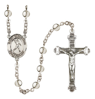 Silver-Plated 6mm Saint Sebastian/Football Rosary