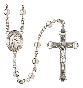 Silver-Plated 6mm Saint Sebastian/Basketball Rosary