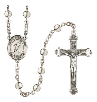 Silver-Plated 6mm Saint Sebastian/Soccer Rosary