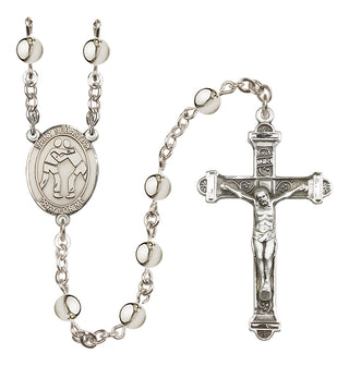 Silver Plated 6mm Saint Sebastian/Wrestling Rosary
