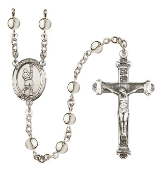 Silver-Plated 6mm Saint Sebastian/Lacrosse Rosary