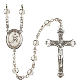 Silver-Plated 6mm Saint Sebastian/Track & Field Rosary