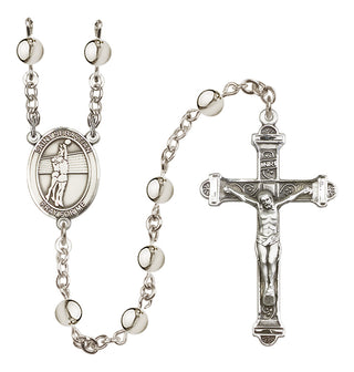 Silver-Plated 6mm Saint Sebastian / Volleyball Rosary