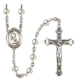 Silver Plated 6mm Saint Sebastian / Rugby Rosary