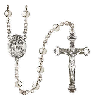 Silver-Plated 6mm Holy Family  Engraved Catholic Rosaries