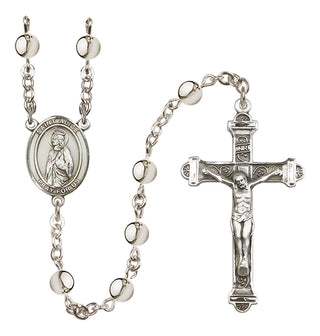 Silver-Plated 6mm Saint Alice  Engraved Catholic Rosaries