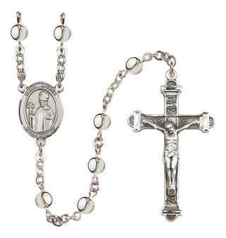 Silver-Plated 6mm Saint Austin  Engraved Catholic Rosaries