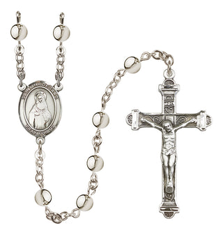 Silver-Plated 6mm Saint Hildegard von Bingen  Engraved Catholic Rosaries