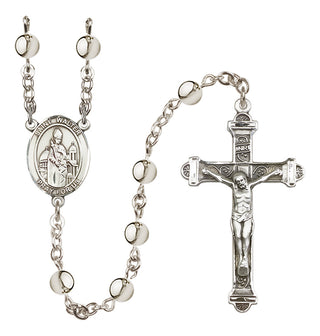 Silver-Plated 6mm Saint Walter of Pontoise  Engraved Catholic Rosaries