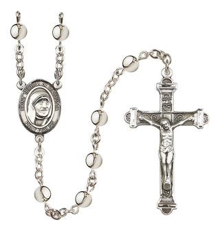 Silver-Plated 6mm Saint Teresa of Calcutta  Engraved Catholic Rosaries