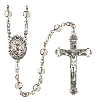 Silver-Plated 6mm Corazon Inmaculado de Maria  Engraved Catholic Rosaries