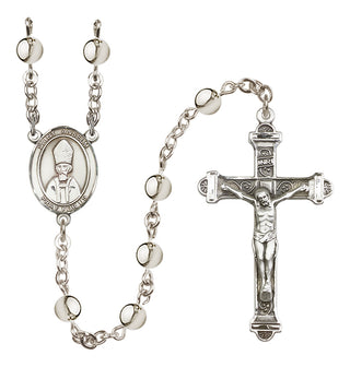 Silver-Plated 6mm Saint Anselm of Canterbury  Engraved Catholic Rosaries