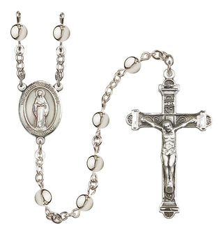 Silver-Plated 6mm Virgin of the Globe  Engraved Catholic Rosaries