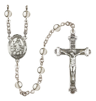 Silver-Plated 6mm Saint Bernadine of Sienna  Engraved Catholic Rosaries
