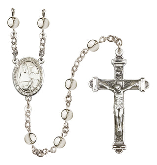 Silver-Plated 6mm Saint Jeanne Chezard de Matel  Engraved Catholic Rosaries