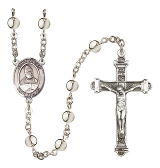 Silver-Plated 6mm Saint Fabian  Engraved Catholic Rosaries