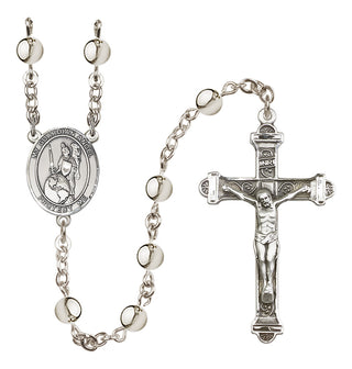 Silver-Plated 6mm Guardian Angel of the World  Engraved Catholic Rosaries