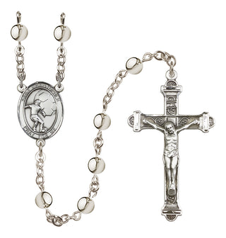 Silver-Plated 6mm Saint Christopher/Soccer Rosary