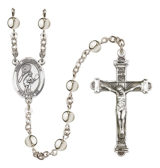 Silver-Plated 6mm Saint Christopher/Tennis Rosary