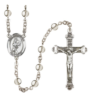 Silver Plated 6mm Saint Christopher/Softball Rosary