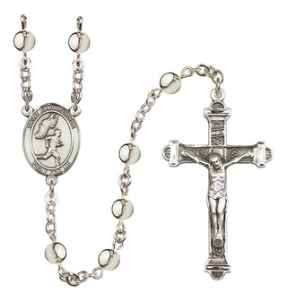 Silver-Plated 6mm Saint Christopher/Track&Field-Men Rosary