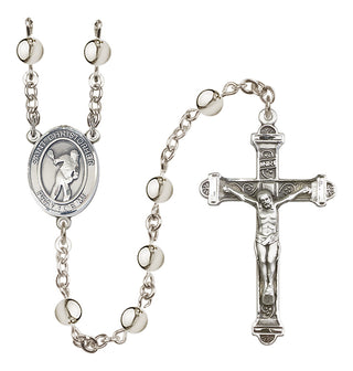 Silver-Plated 6mm Saint Christopher/Lacrosse Rosary