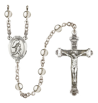 Silver Plated 6mm Saint Sebastian /Track&Field-Men Rosary