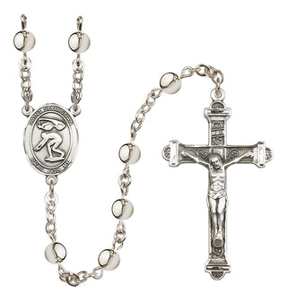 Silver-Plated 6mm Saint Sebastian/Swimming Rosary