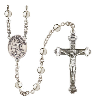 Silver Plated 6mm Saint Sebastian/Soccer-Women Rosary