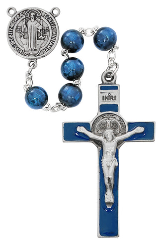 Blue Wood Saint Benedict Rosary