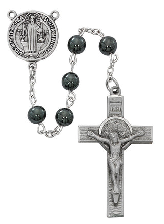 Hematite Saint Benedict Rosary