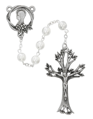 7MM White Cloissonne Rosary
