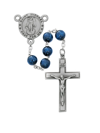 Blue Wood Saint Michael Rosary