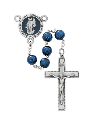 Blue Wood Saint Michael Rosary