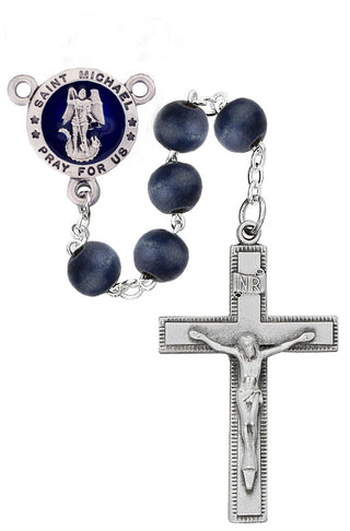 Blue Wood Saint Michael Rosary