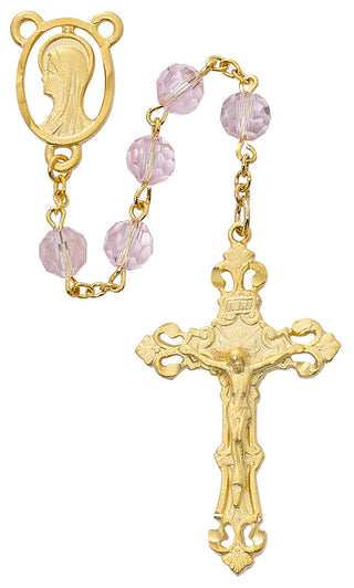 6.5-inch Gold-plated Real Crystal Rosary Br