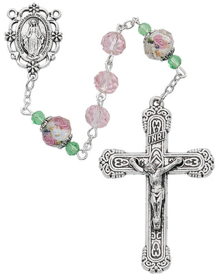 Pink Flower Crystal Rosary