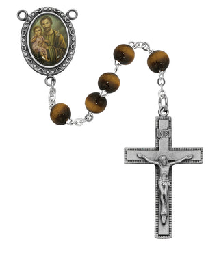 Tiger Eye Saint Joseph Rosary