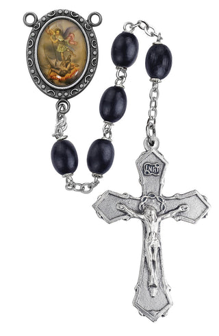 6X8MM Black Saint Michael Rosary