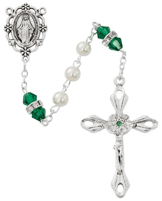 6MM Pearl, Emerald Rosary