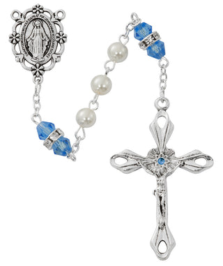 6MM Pearl, Light Blue Rosary