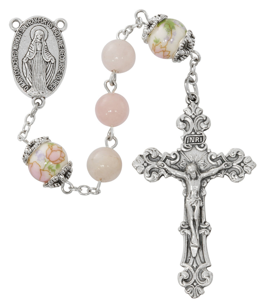 8MM Rose Quart Capped O.F. Bea – CatholicShop.com